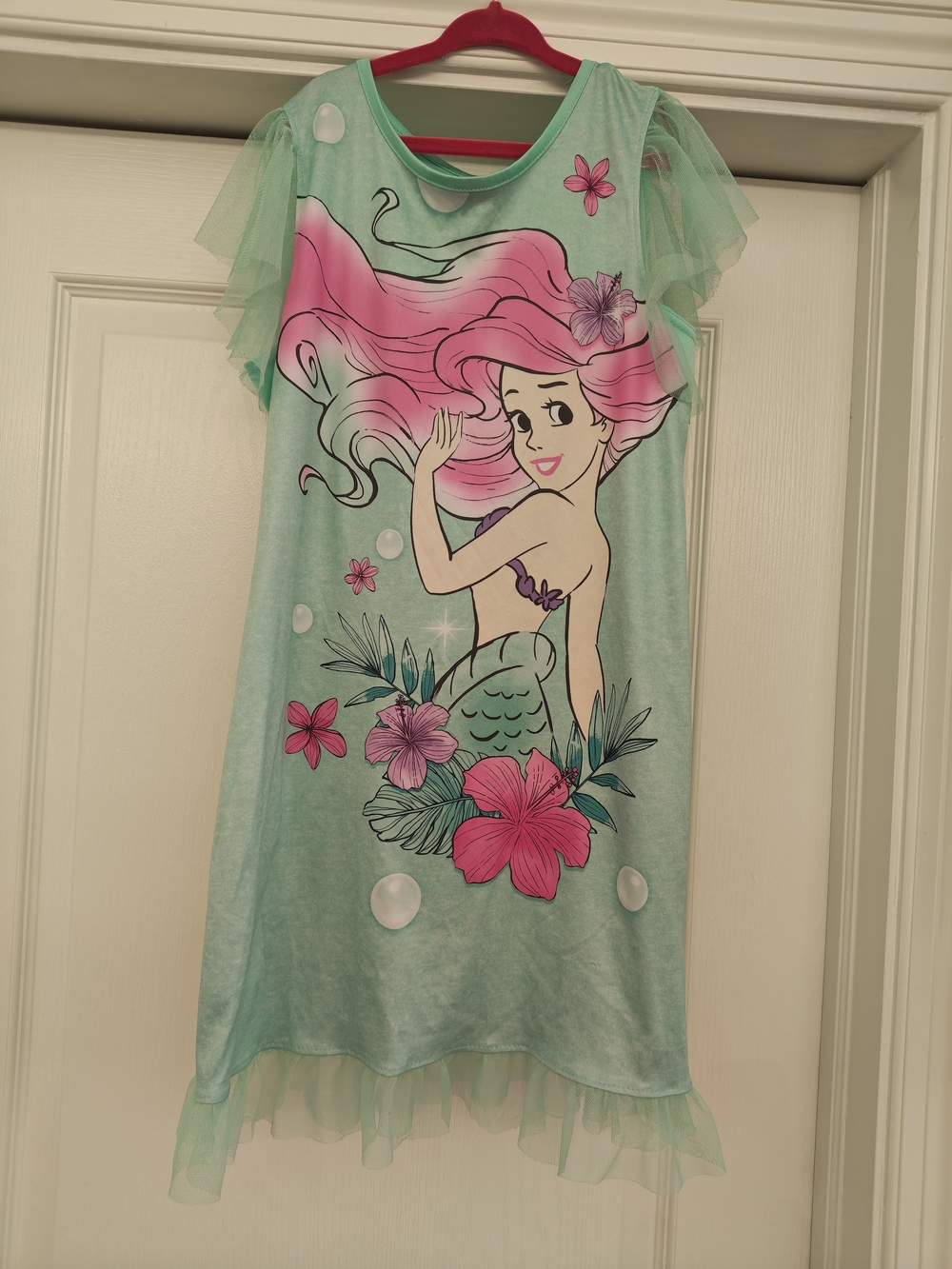 Disney Girls Mint and Pink Ariel Short Sleeve Nightgown